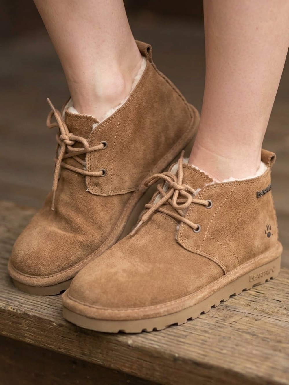 BEARPAW Women’s Suede Lace Up Chukka Ankle Boots Hickory Tan Size 7